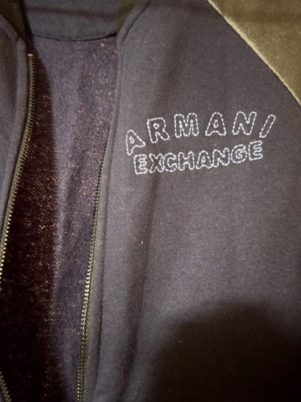 Armani Exchange Blue  Logo-Stitch Bomber Jacket